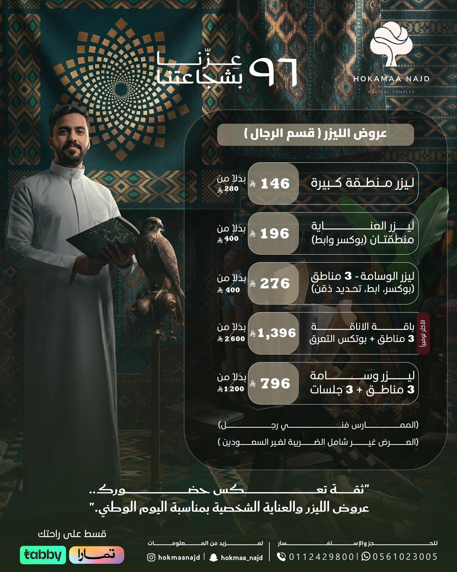 عرض ليزر إزالة الشعر للرجال من عيادات حكماء